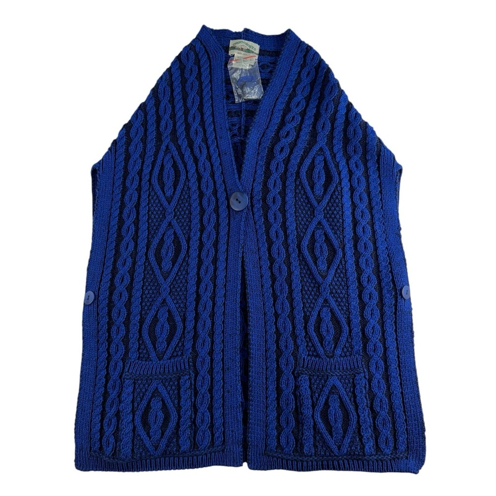 Aran Crafts XS S Sweater Vest Shawl Irish Merino Wool Fisherman Chunky Cable